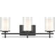 Huderson 3 Light 23 inch Matte Black Vanity Light Wall Light